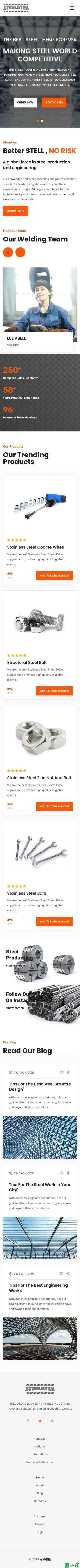 钢铁制造生产企业网站模板-手机预览